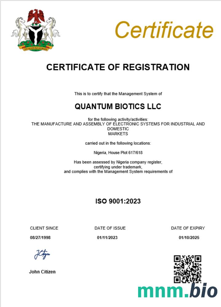 Nigeria Business registration vcertyfikat Word i szablon PDF